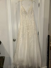 Sherri Hill Lace Embroidered Rhinestone Tulle Wedding Dress Size 12