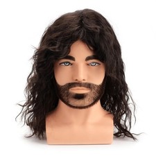80s Outfit for Men Synthetic Curly Mens Wig Long Rocker Wig for Men Mens Wig ...