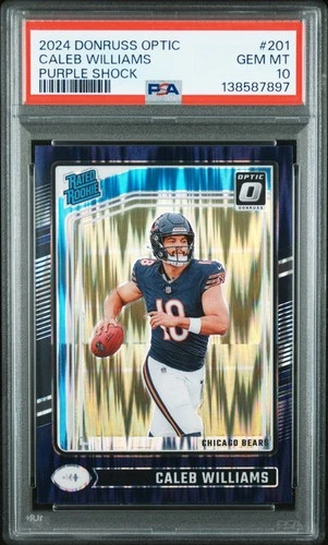 2024 PANINI DONRUSS OPTIC PURPLE SHOCK #201 CALEB WILLIAMS ROOKIE RC PSA 10