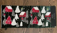 Rachel Zoe CHRISTMAS Skiing VELVET BEADS EMBROIDERED SNOW Table Runner 14X36 NWT