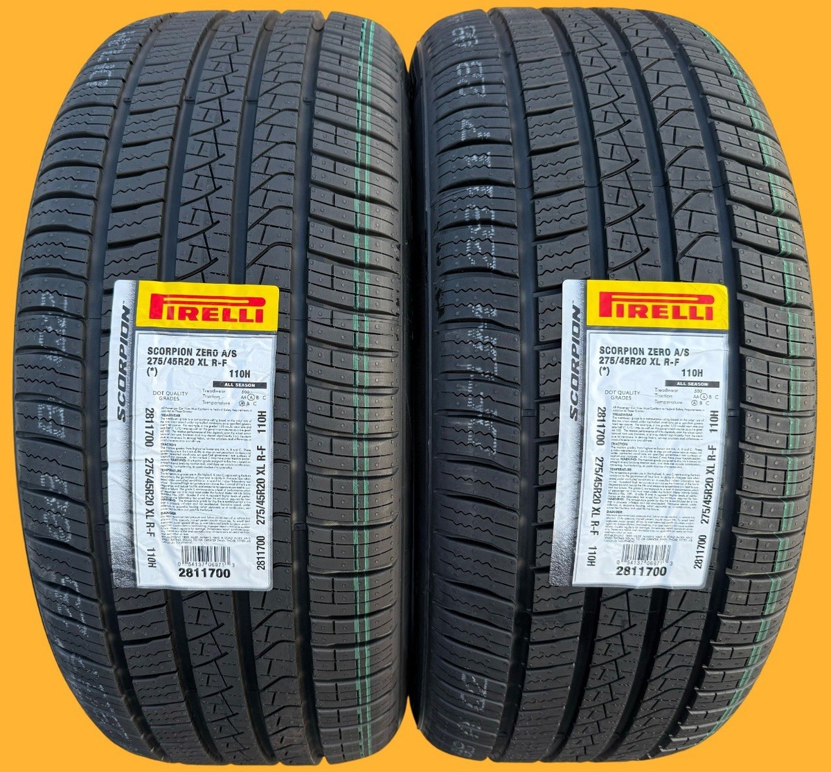 TWO BRAND NEW 275/45R20 110H Pirelli Scorpion Zero A/S Run Flat