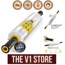 1000 Feet Clear Stretch Wrap Roll with Handles - Weather Resistant  No Residue