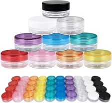 40 Pack Empty Clear Jars with Colorful Lids for Makeup, Creams & Samples