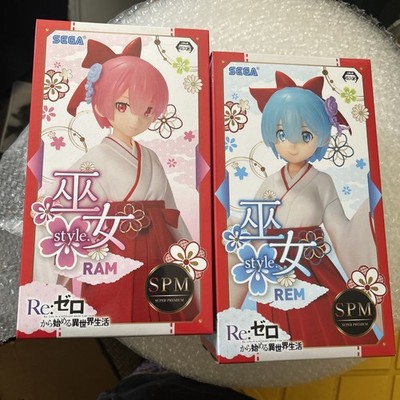 Re Zero REM RAM Figure Priestess Miko ver. set of 2 SEGA New