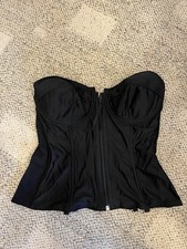 VINTAGE Lady Marlene Black CORSET W/ GARTER Clip Ins Size 42D