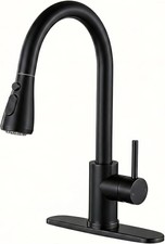 Matte Black Kitchen Faucet Pull Down Sprayer High Arc Single Handle Sink