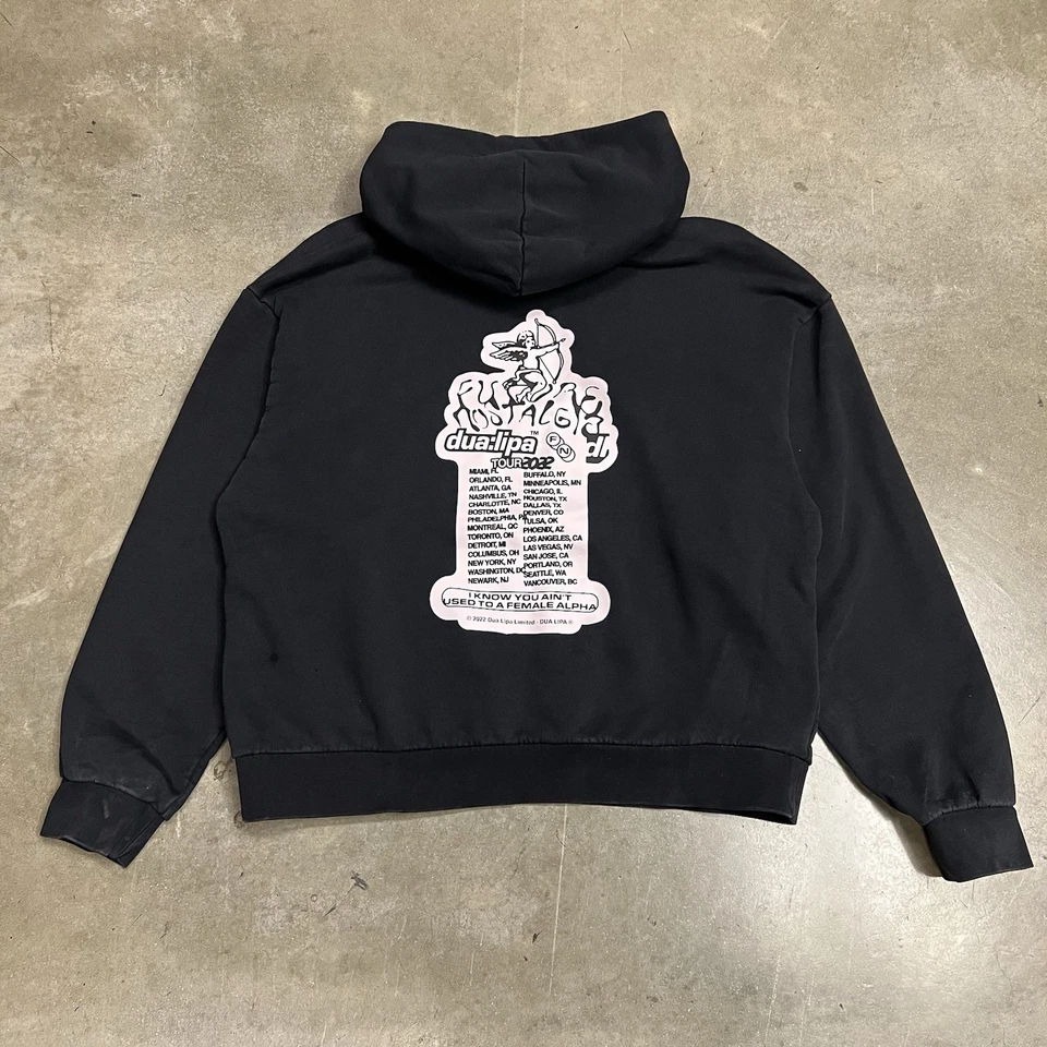 Dua Lipa 2022 Pangia Hoodie Nostalgia Tour Mens Size XL Boxy Fit Black Pullover - image 2 of 4