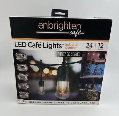 Enbrighten 12 Bulb 24 ft. Outdoor/Indoor Black Vintage LED String Lights NEW