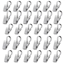 Silver Awning Light Curtain Clips Stainless Steel Hooks for Tablecloths (30)