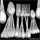 Puiforcat French Sterling Silver Dinner Flatware Set 18 Pc Roses