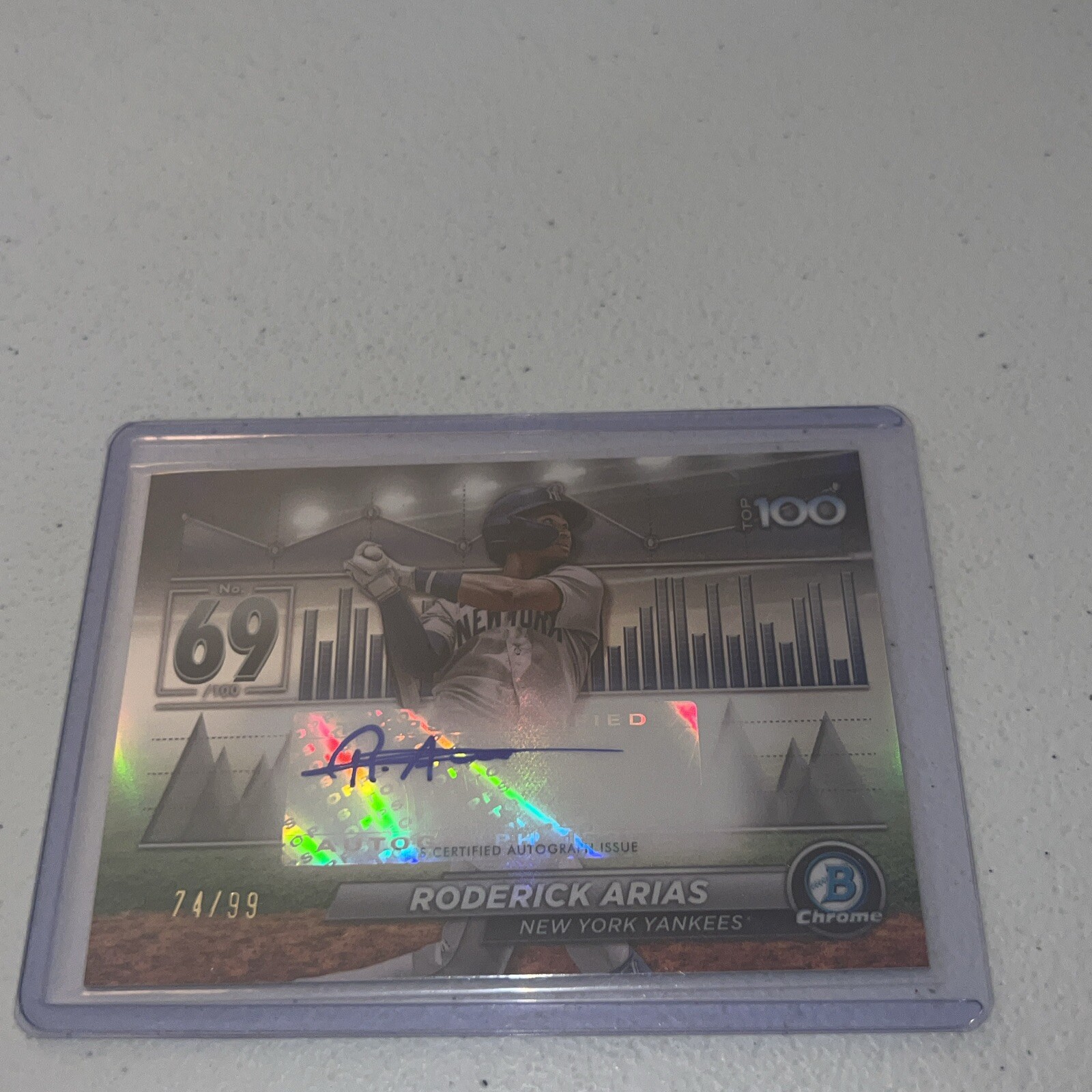 Roderick Arias 2024 Bowman Chrome Scouts Top 100 Auto /99 Yankees #BTPA-69