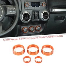 For 11-17 Jeep Wrangler JK Car Audio Air Condition Cover Switch Knob Trim Orange