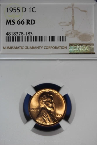 1955 D NGC 1C MS66RD LINCOLN WHEAT CENT #B50231