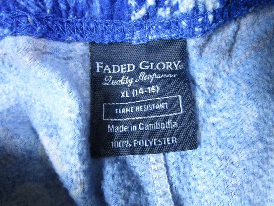Pijama Faded Glory Niñas XL 14-16 Azul Monstruo Baúl Pantalones Prendas para dormir Informal Foto 3 de 4