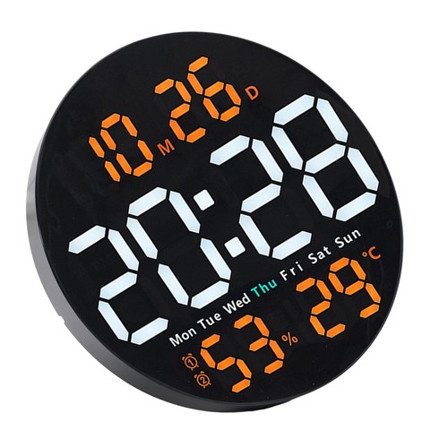 Stylish LED Wall Clock with Alarm Temperature and Humidity Display 10 Inch - Picture 5 of 59