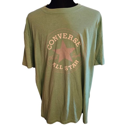 Converse All Star Men’s T-Shirt XL Green Crew Neck Short Sleeve Graphic Logo Tee - Picture 3 of 10