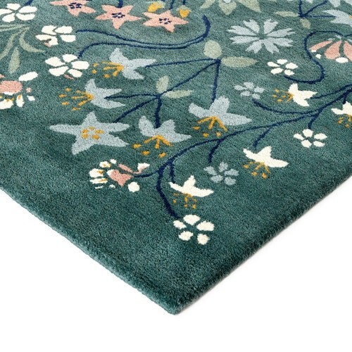 Green Floral Design Handmade woolen Area Rugs 10x14 Feet Floral
