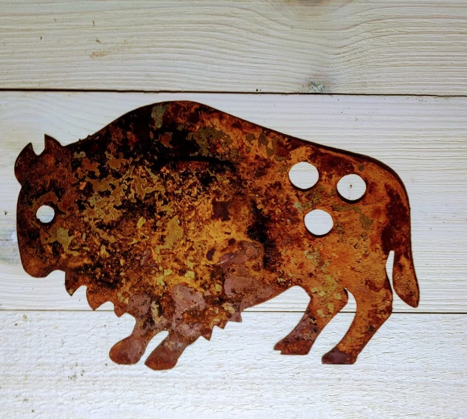Настенное искусство Kokopelli Rusty buffalo сделано из стали и ржаво с прозрачным покрытием - Изображение 4 из 4