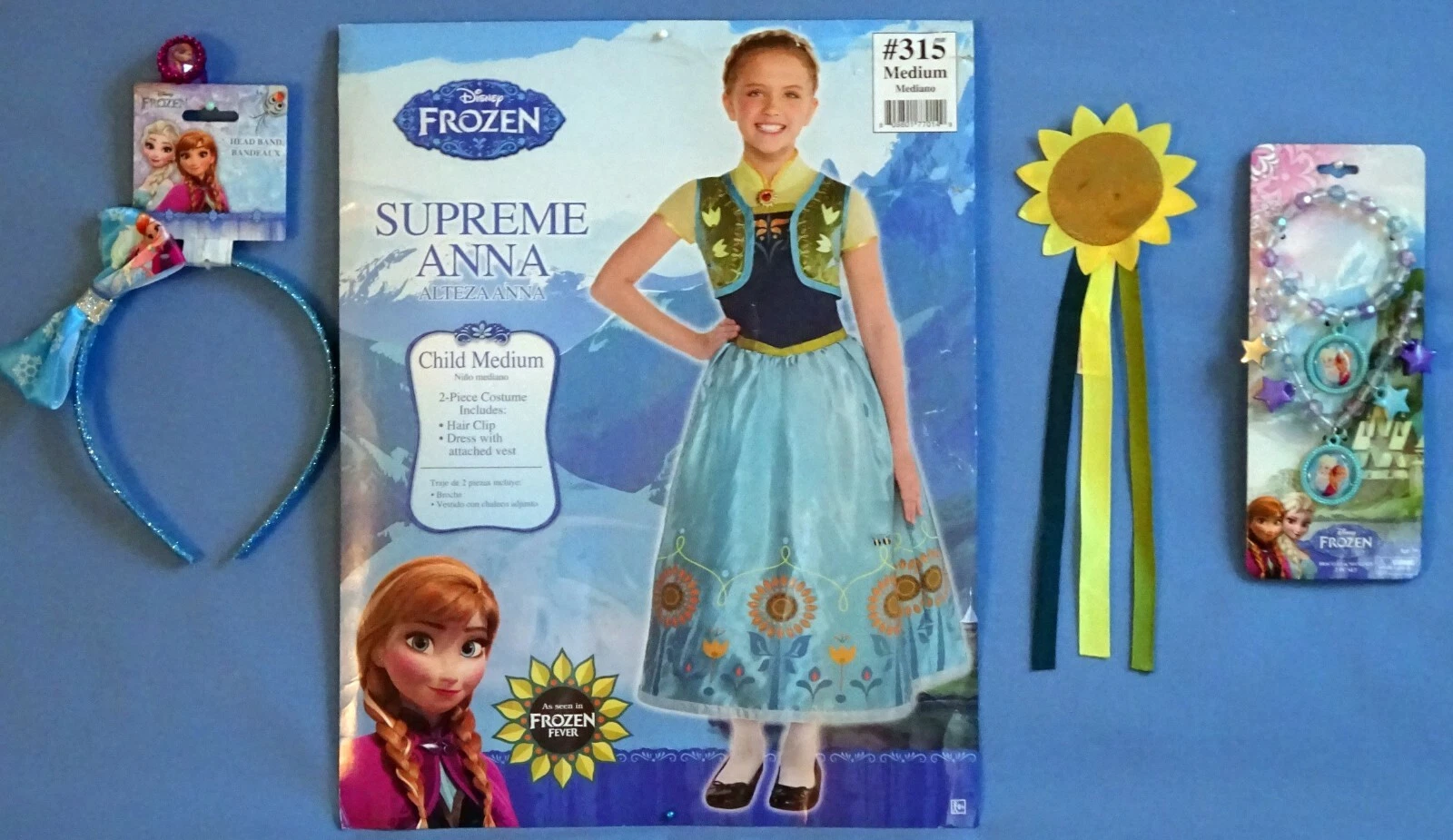 ROBE COSTUME DISNEY CONGELÉ SUPREME ANNA AVEC GILET FILLES 8 10 ACCESSOIRES LOT NEUF 6
