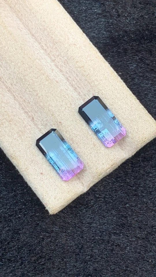 5.19 CRT Natural Faceted Tricolour Tourmaline Pair - Image 4 of 4