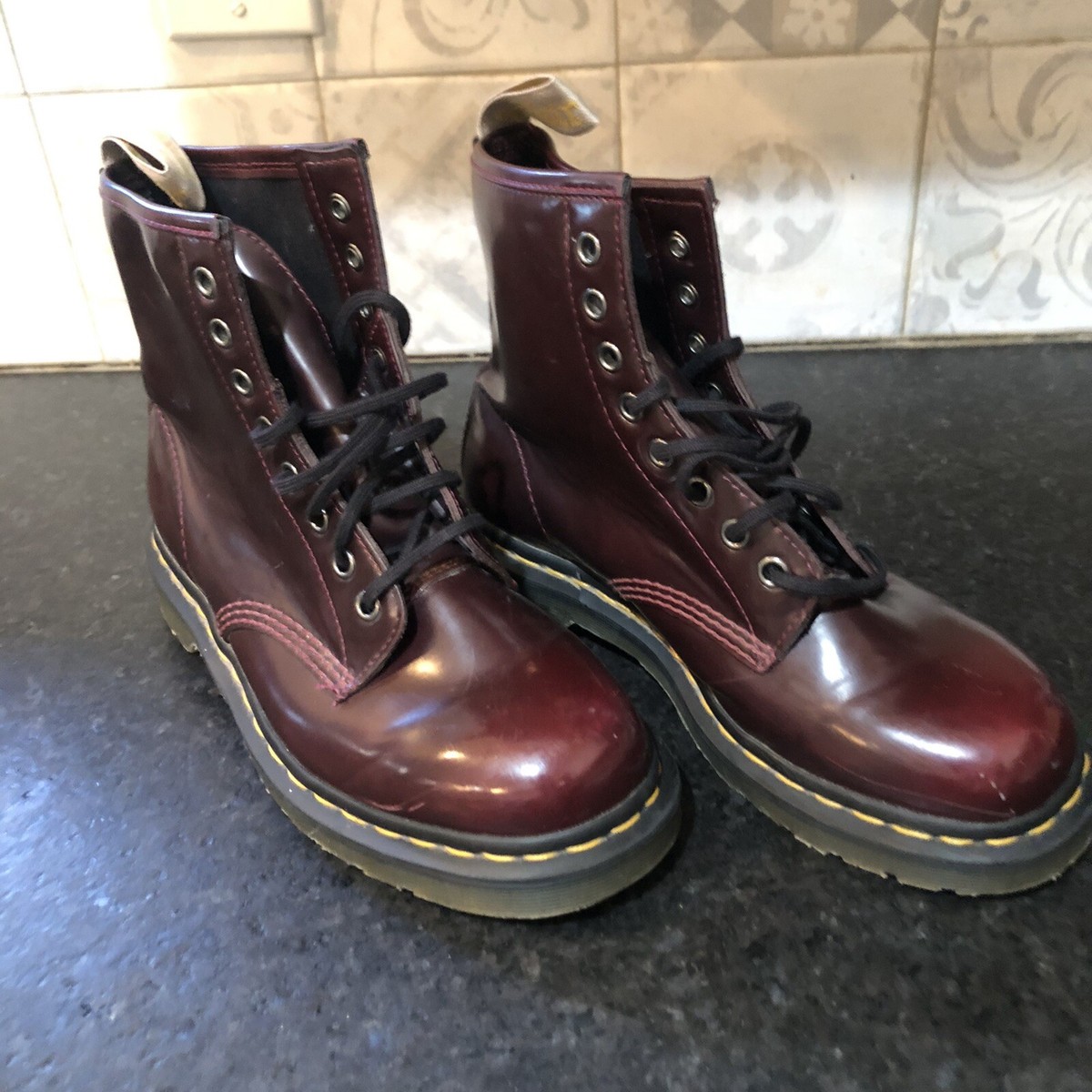 Martens 23756 Vegan Cherry Burgundy Classic Leather Boots US