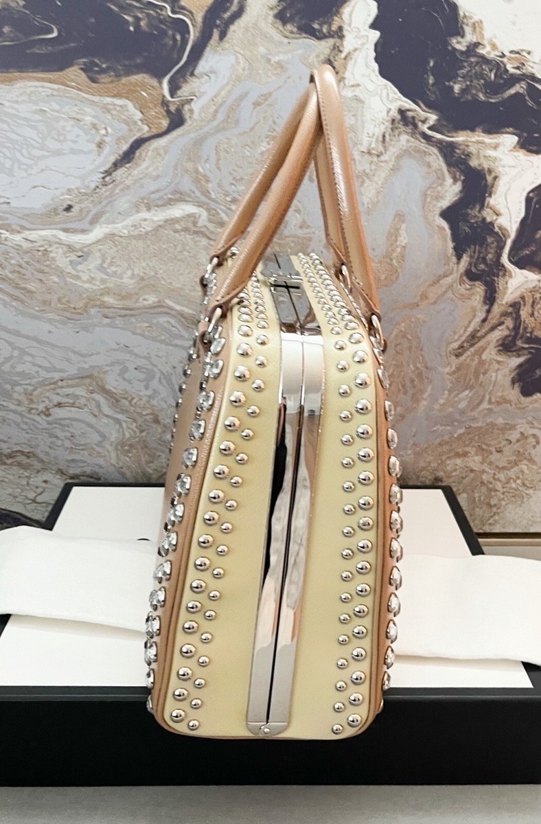 Prada Lux Saffiano Vernice Crystal Two-Tone Cammeo Pyramid Prada Lux Saffiano Vernice Crystal Two-Tone Cammeo Pyramid