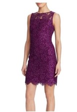 Lauren Ralph Lauren Melia Purple Nude Floral Lace Mesh Sheath Dress 6 Sleeveless