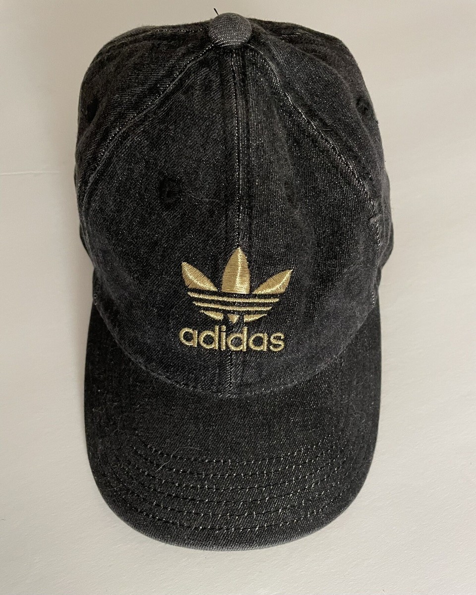 Adidas Women’s Black Jean w/ Metallic Gold Embroidered Logo Baseball Cap Hat