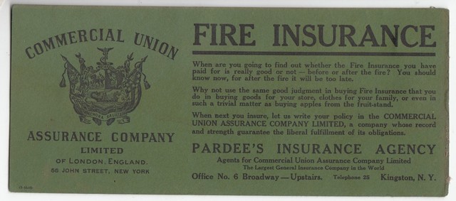 [49897] OLD INK BLOTTER PARDEE�S FIRE INSURANCE AGENCY