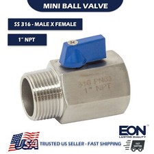 1" inch Stainless Steel 316 Mini Ball Valve - MxF Male to Female NPT