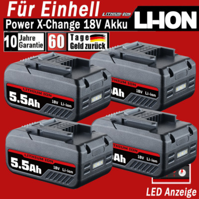 1- 4 Stück 5.5Ah Ersatzakku Für Einhell 18V Akku POWER X-CHANGE Lithium PXC Tool