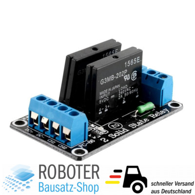 2 Kanal Solid State Relais Modul 5V/230VAC High Level Arduino, Raspberry, AVR