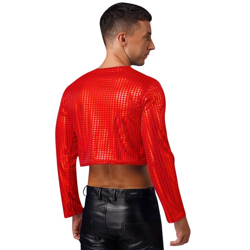 Mens Tank Vest Solid Color Crop Tops Erotic Shirts Shiny Clubwear Sequins Party - Imagen 43 de 79
