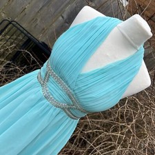 NWT Jane Norman Y2K Grecian Halter Prom Dress Party Beaded Turquoise Green UK 12