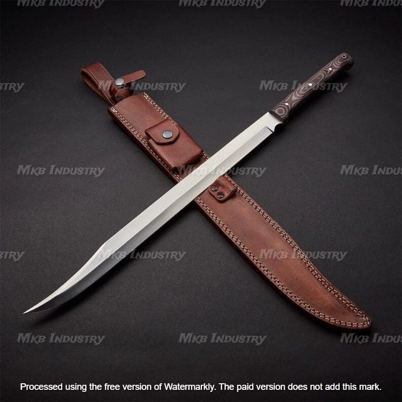 Hand Forged D2 Steel Hunting Short Sword Machete Knife Full Tang Sword W/Sheath