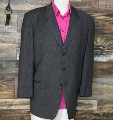 Mani Italy 100% Wool Gray Striped Blazer Sport Jacket Size 44R *EXCELLENT*