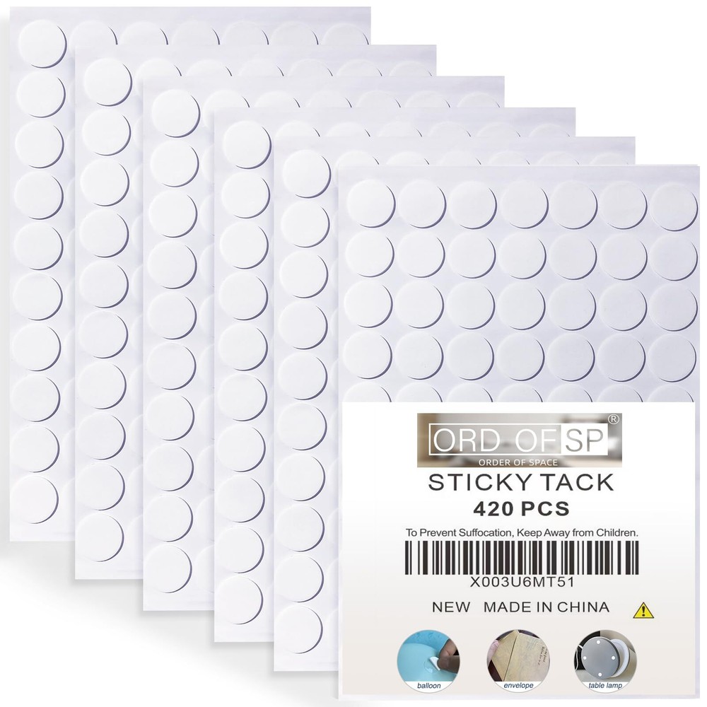 Sticky Tack, 420pcs Strong Poster Tacky Putty, Clear Double Sided Adhesive Do...