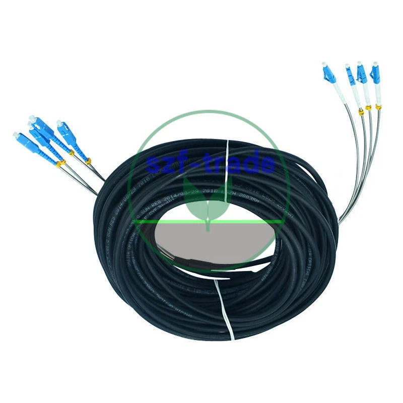 50M Field Outdoor Fiber Cable LC-SC 4 Strand 9/125 Single Mode Fiber Patch Cord - Photo 1/1