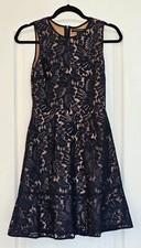 Banana Republic Dress Womens Navy Blue Lace Round Neck Sleeveless Size 0