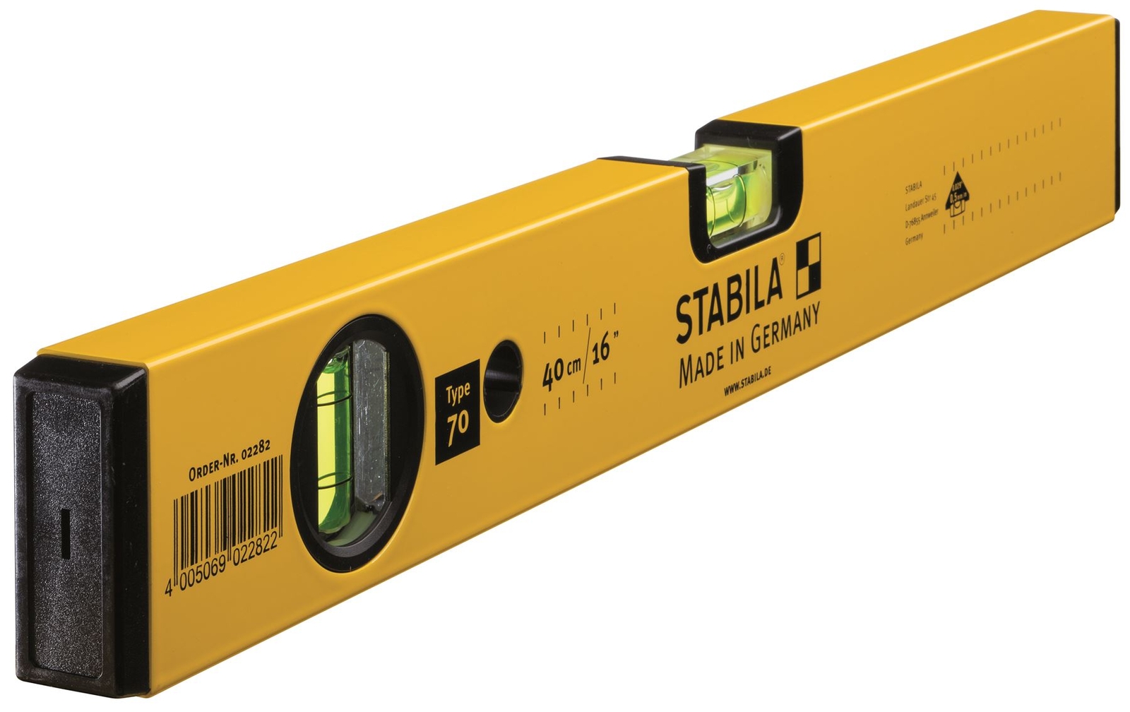 STABILA Spirit Level 70 16In 40cm Double Plumed  2 Vial level 02282