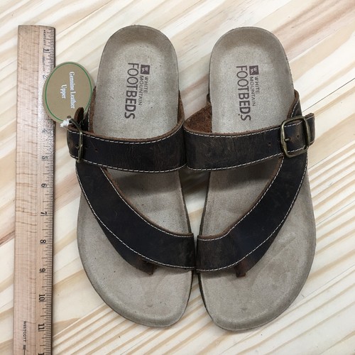 White Mountain Sandals Womens 8 M Carly Flip Flops Slip On Comfort Brown Leather - Picture 7 of 18