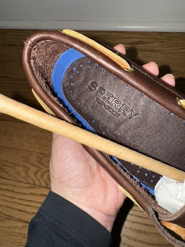 Zapatos SPERRY Topsiders Talla 9.5 Para Mujer Cuero Marrón Cordones Con Caja - Imagen 7 de 9