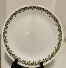 Corelle Crazy Daisy Spring Blossom green flowers on white 4 dinner plates 10.25"