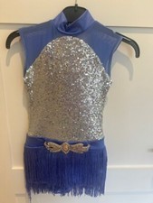 Blue and Silver Jazz Dance Dress for Girls Teenager
