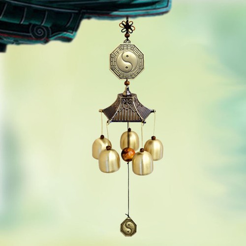 Glückliches Windspiel chinesisches Feng Shui Metallglocke hängend Windglocke Wohndeko - Bild 2 von 4