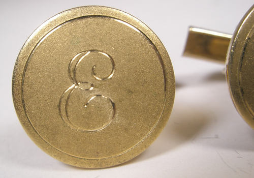 E Monogram Initial Letter Gold Tone Vintage Cuff Links eric eli enoch erin - Picture 3 of 7