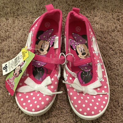 Minnie Mouse slip on girls size 10 pink and white