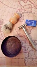 SAFETY RAZOR SHAVE BRUSH SOAP BOWL KIT VINTAGE STYLE SHAVE SET