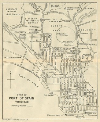Map Of Port Of Spain Trinidad Streets Port Of Spain. Vintage Map. Trinidad. West Indies. Caribbean 1935 Old | Ebay
