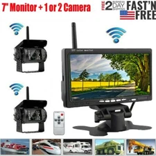 Wireless Backup Rear View Camera System 7" Monitor Night Vision For RV Truck Bus